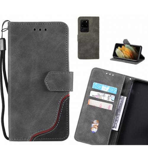 Galaxy S20 Ultra Case Wallet Denim Leather Case - Grey