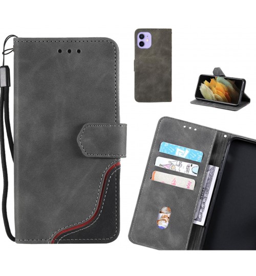 Iphone 12 Mini Case Wallet Denim Leather Case - Grey