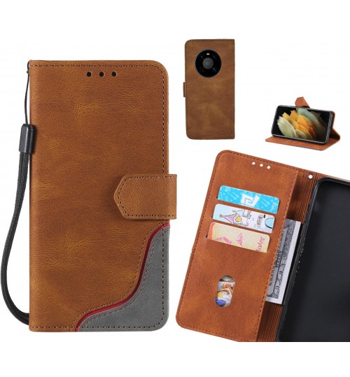 Huawei Mate 40 Case Wallet Denim Leather Case - Brown