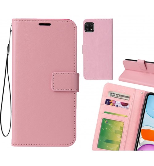 Samsung Galaxy A22 5g Case Fine Leather Wallet Case - Pink