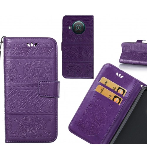 Nokia X10 5G case Wallet Leather case Embossed Elephant Pattern