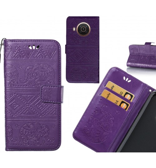 Nokia X20 5G case Wallet Leather case Embossed Elephant Pattern