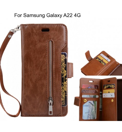 Samsung Galaxy A22 4G case 10 cards slots wallet leather case with zip