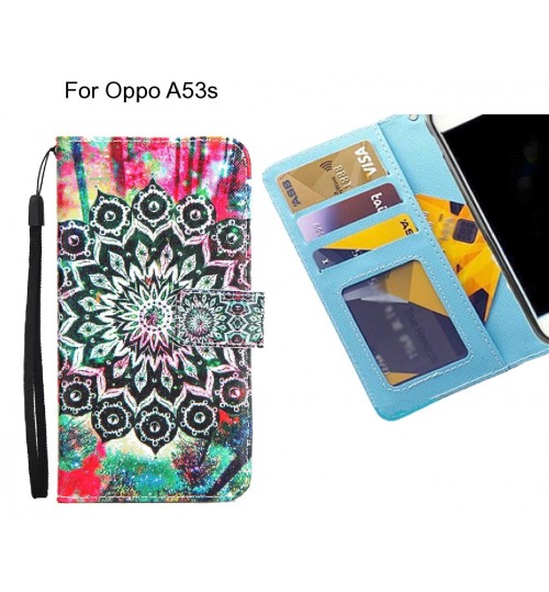 Oppo A53s case 3 card leather wallet case printed ID