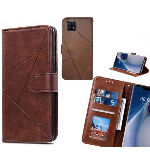 Samsung Galaxy A22 5g Case Fine Leather Wallet Case - Brown