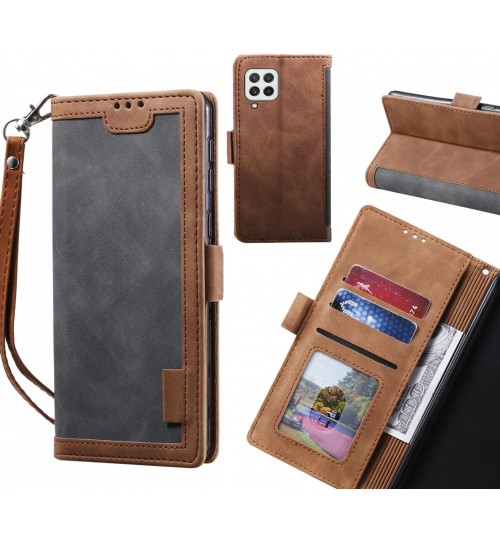 Samsung Galaxy A22 4g Case Wallet Denim Leather Case Cover - Grey