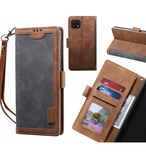 Samsung Galaxy A22 5g Case Wallet Denim Leather Case Cover - Grey