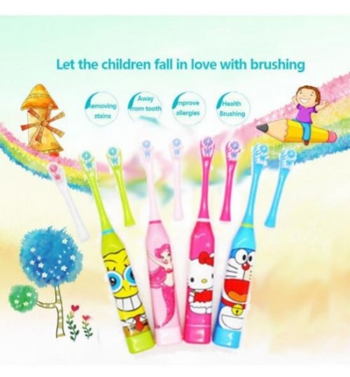 Children Kids Cartoon Electric Toothbrush + 1 Brush Heads