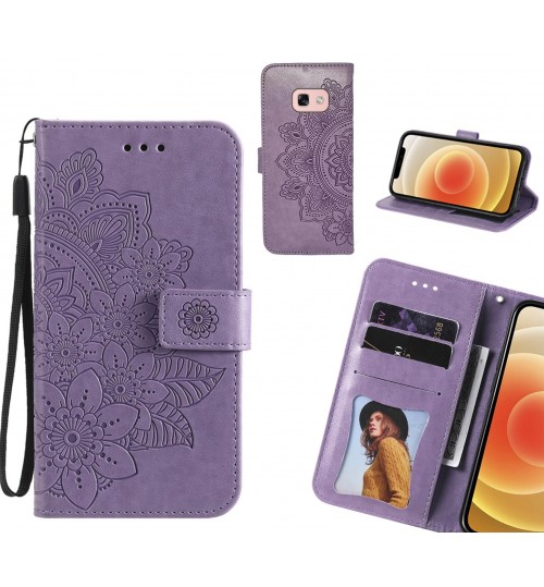 Galaxy A3 2017 Case Embossed Floral Leather Wallet Case - Purple