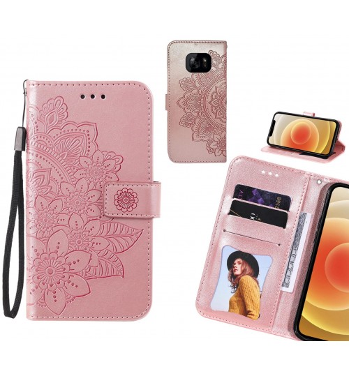 Galaxy S7 Edge Case Embossed Floral Leather Wallet Case - Pink