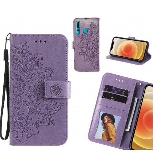 Huawei Nova 4 Case Embossed Floral Leather Wallet Case - Purple