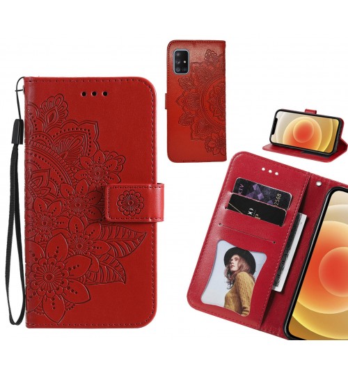 Galaxy A71 5g Case Embossed Floral Leather Wallet Case - Red