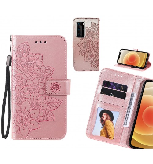 Huawei P40 Pro Case Embossed Floral Leather Wallet case