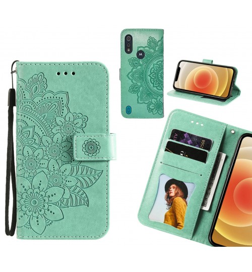 MOTO E6s Case Embossed Floral Leather Wallet case