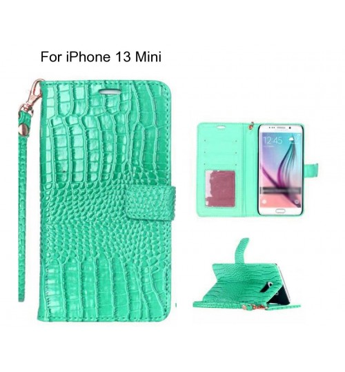 iPhone 13 Mini case Croco wallet Leather case