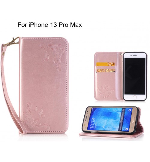 iPhone 13 Pro Max CASE Premium Leather Embossing wallet Folio case