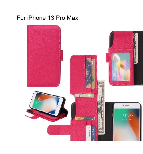Iphone 13 Pro Max Case Leather Wallet Case Cover - Hot Pink
