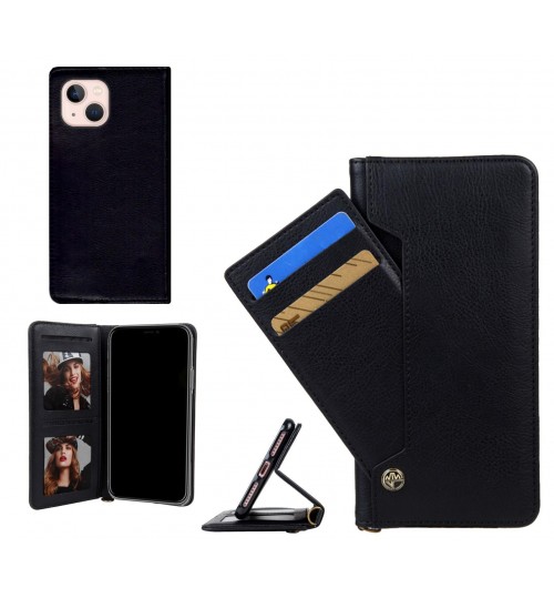 iPhone 13 Mini case slim leather wallet case 4 cards 2 ID magnet