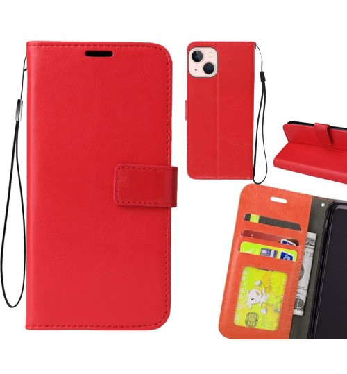 Iphone 13 Mini Case Fine Leather Wallet Case - Red