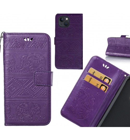 iPhone 13 case Wallet Leather case Embossed Elephant Pattern