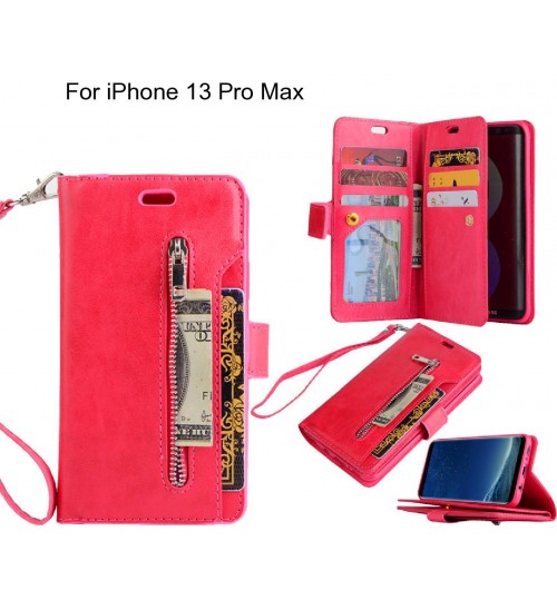 iPhone 13 Pro Max case 10 cards slots wallet leather case with zip