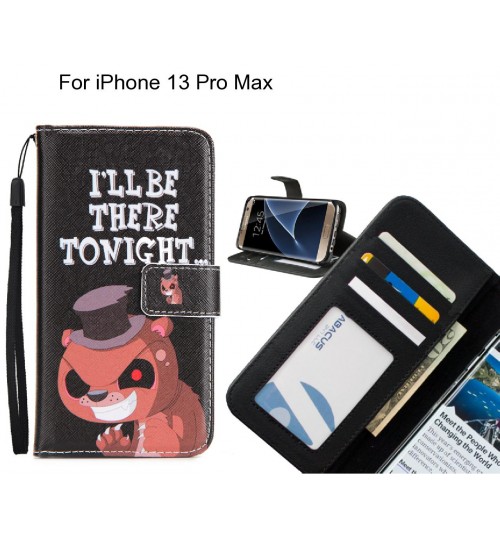 iPhone 13 Pro Max case 3 card leather wallet case printed ID