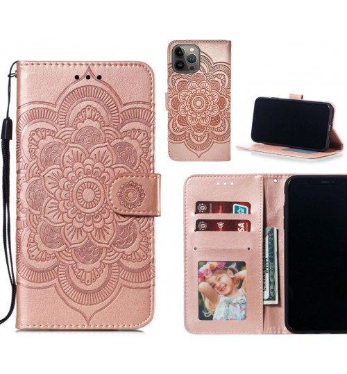 Iphone 13 Pro Max Case Leather Wallet Case Embossed Pattern - Rose