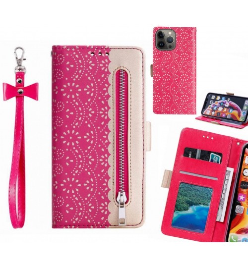 Iphone 13 Pro Max Case Multifunctional Wallet Case - Hot Pink