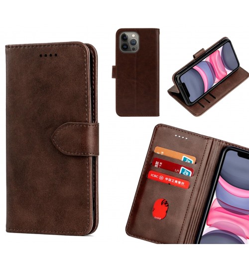 Iphone 13 Pro Max Case Premium Leather Id Wallet Case - Dark Brown