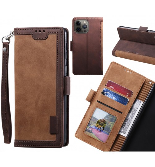 Iphone 13 Pro Max Case Wallet Denim Leather Case Cover - Brown