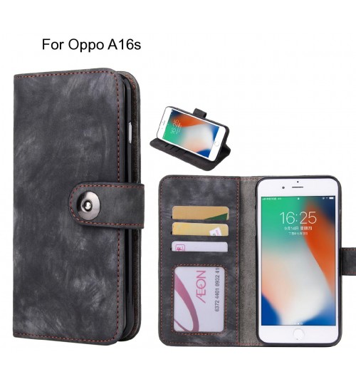 Oppo A16s case retro leather wallet case