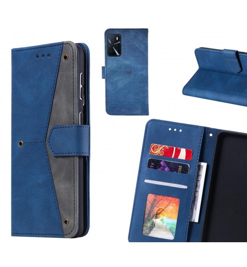 Oppo A16s Case Wallet Denim Leather Case Cover - Blue
