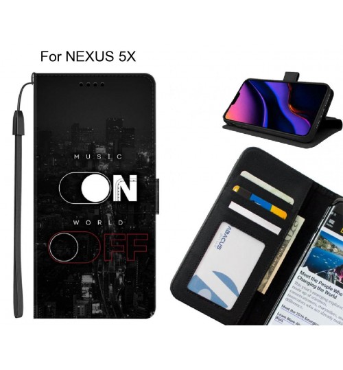 NEXUS 5X case leather wallet case printed ID