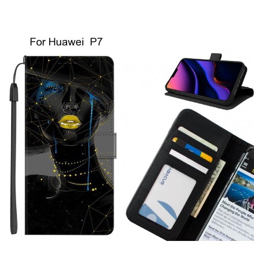 Huawei  P7 case leather wallet case printed ID