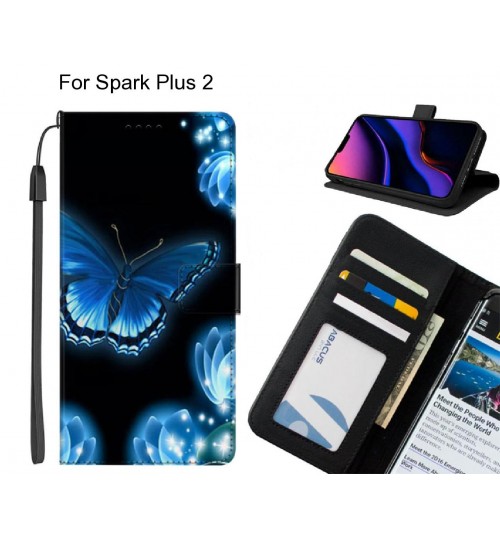 Spark Plus 2 case leather wallet case printed ID