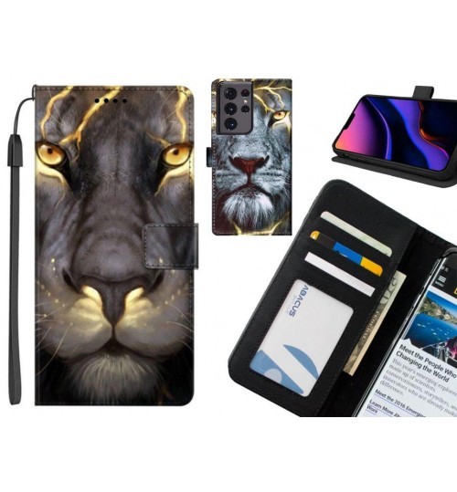 Galaxy S21 Ultra case leather wallet case printed ID