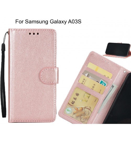 Samsung Galaxy A03s  Case Silk Texture Leather Wallet Case - Rose Gold