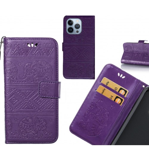 iPhone 13 Pro case Wallet Leather case Embossed Elephant Pattern