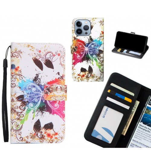 iPhone 13 Pro case 3 card leather wallet case printed ID