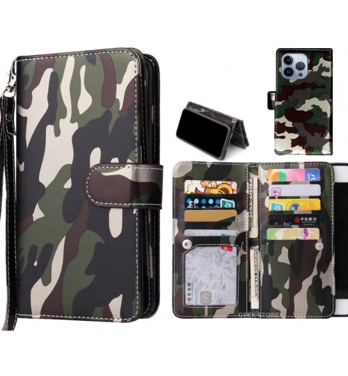 iPhone 13 Pro Case Camouflage Wallet Leather Case