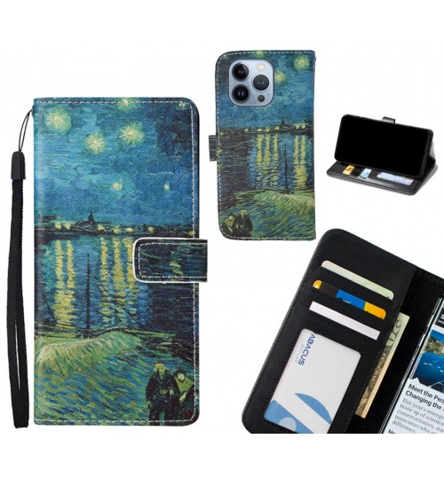 iPhone 13 Pro case leather wallet case van gogh painting