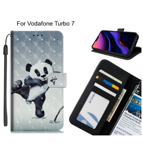 Vodafone Turbo 7 Case Leather Wallet Case 3D Pattern Printed