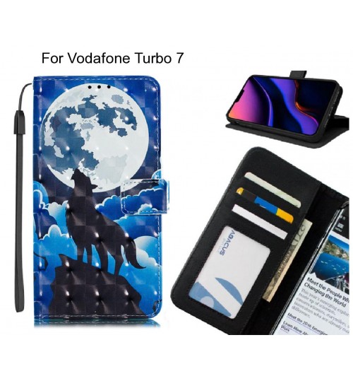 Vodafone Turbo 7 Case Leather Wallet Case 3D Pattern Printed