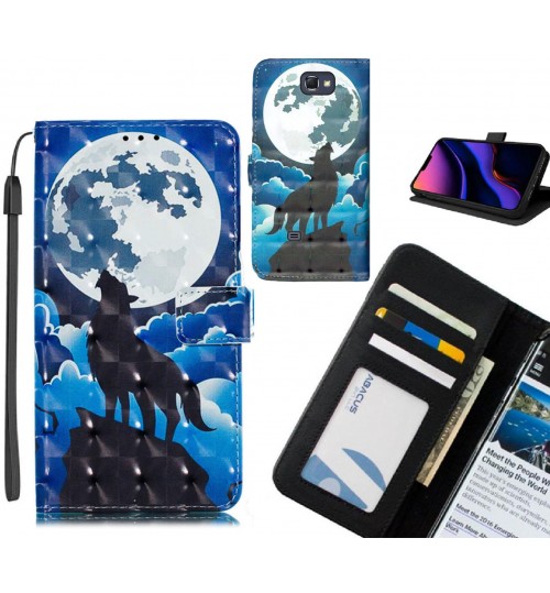 Galaxy Note 2 Case Leather Wallet Case 3D Pattern Printed