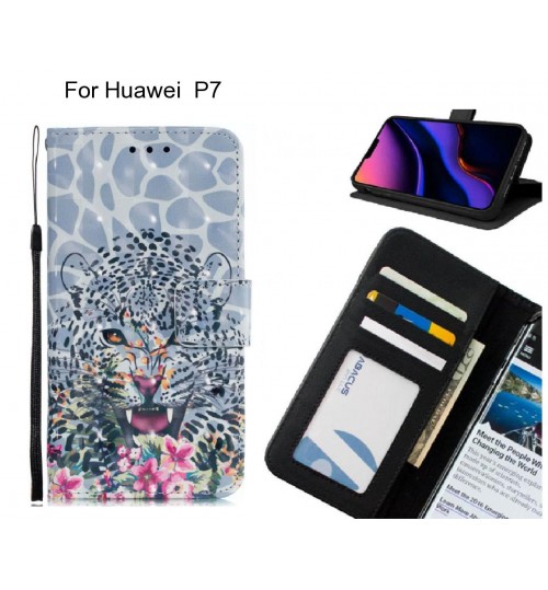 Huawei  P7 Case Leather Wallet Case 3D Pattern Printed