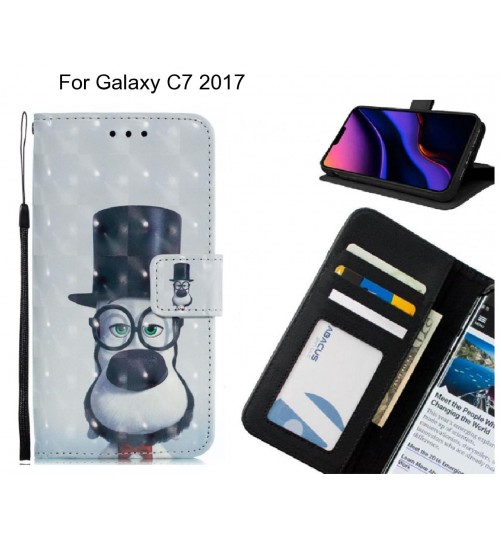 Galaxy C7 2017 Case Leather Wallet Case 3D Pattern Printed