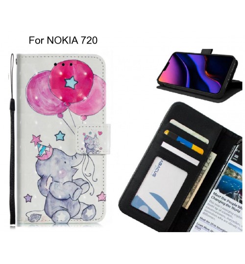NOKIA 720 Case Leather Wallet Case 3D Pattern Printed