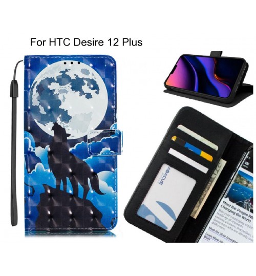 HTC Desire 12 Plus Case Leather Wallet Case 3D Pattern Printed