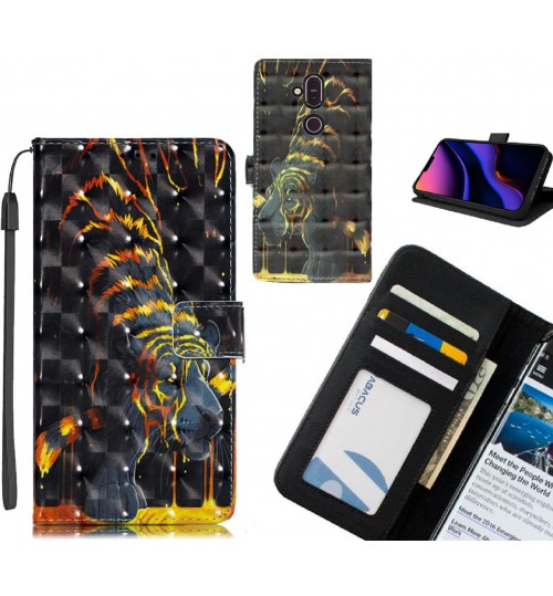 Nokia 8.1 Case Leather Wallet Case 3D Pattern Printed