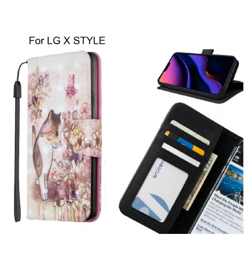 LG X STYLE Case Leather Wallet Case 3D Pattern Printed